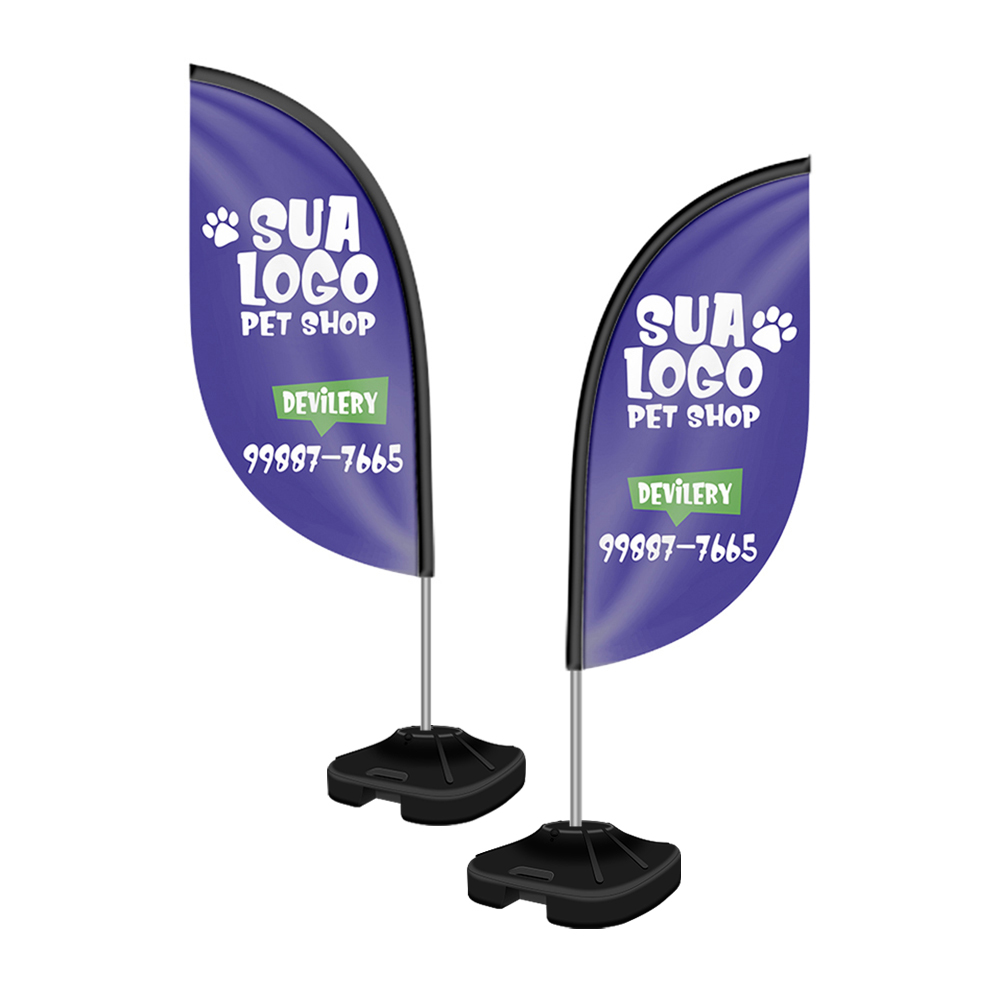 WIND BANNER KIT COMPLETO TECIDO OXFORD MODELO PENA ALTURA MONTADO: 1,90 METROS P - 4X4 - 1unid - WBPFV2AP