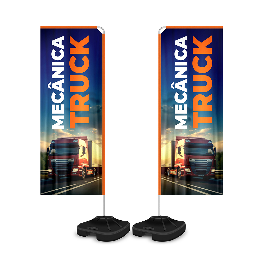 WIND BANNER KIT COMPLETO TECIDO OXFORD MODELO RETANGULAR ALTURA MONTADO: 2,30 METROS M - 4X4 - 1unid - WBRFV1CM