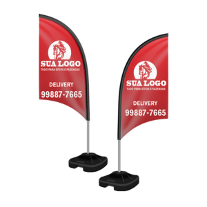 WIND BANNER KIT COMPLETO TECIDO OXFORD MODELO VELA ALTURA MONTADO: 1,90 METROS P - 4X4 - 1unid - WBVFV2CP