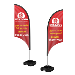 WIND BANNER KIT COMPLETO TECIDO OXFORD MODELO VELA ALTURA MONTADO: 2,50 METROS M - 4X4 - 1unid - WBVFV2CM